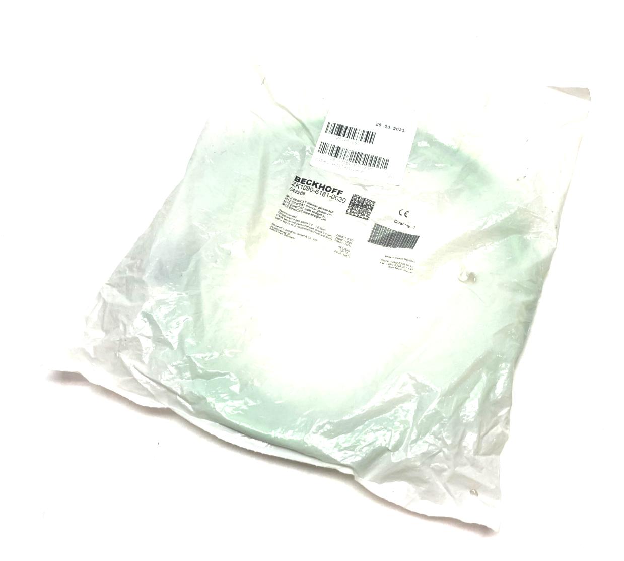 Beckhoff ZK1090-6161-0020 Double Ended EtherCAT Cable M12 to M12 4-Pin 042269 - Maverick Industrial Sales