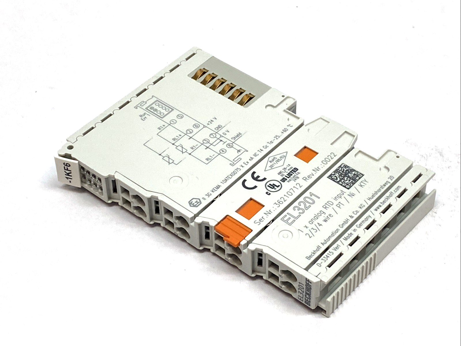 EL3201 | Beckhoff 1-Channel Analog Input Terminal RTD Pt100 RTD 16 Bit 4-Wire - Used - Maverick Industrial Sales