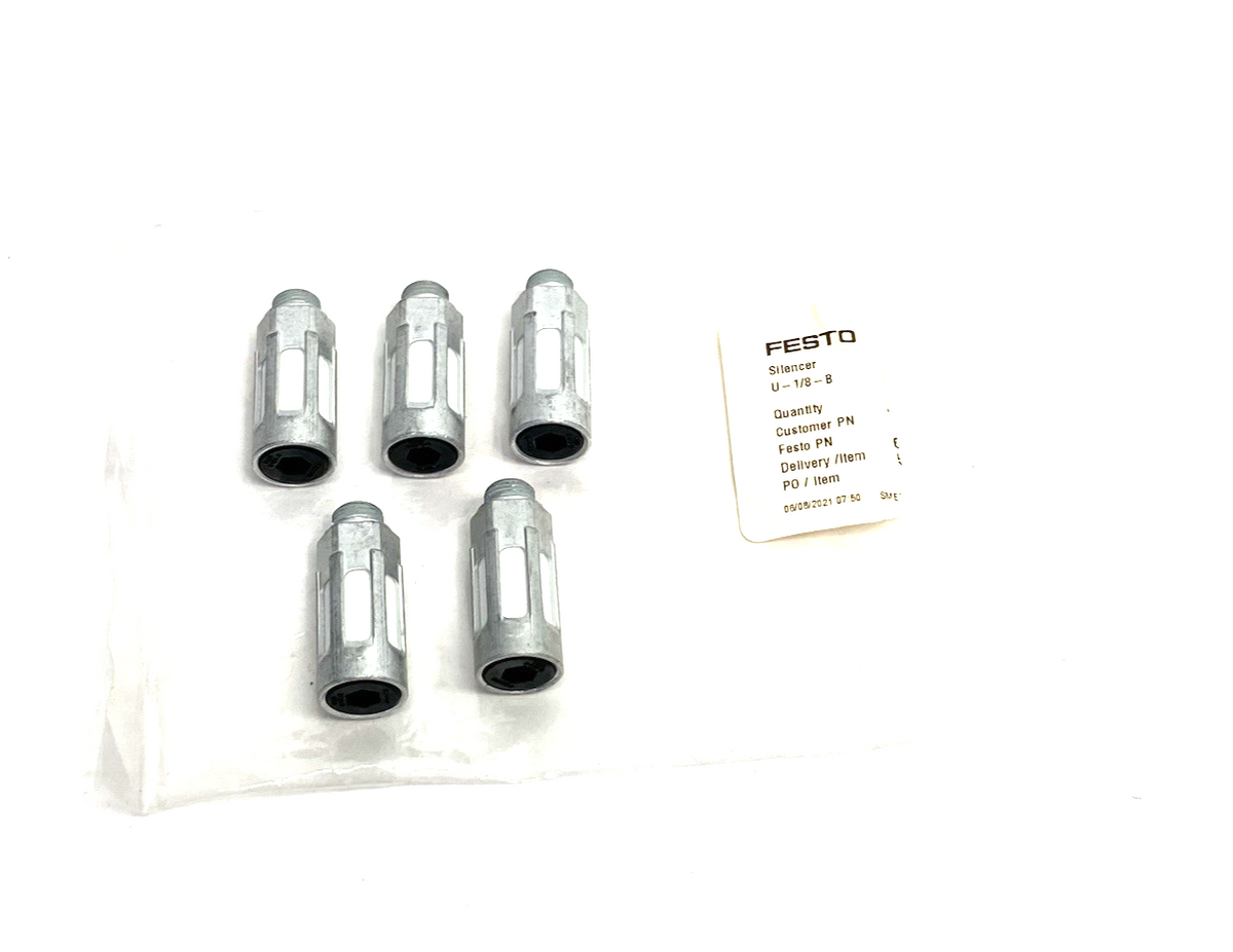 Festo U-1/8-B Pneumatic Silencer Muffler G1/8" Threads 6841 5-PACK - Maverick Industrial Sales