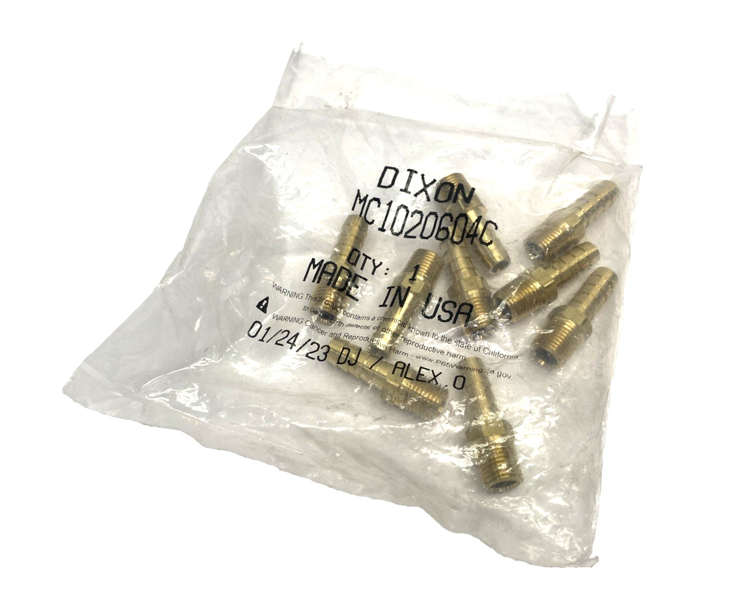 Dixon MC1020604C Fitting Male 1/4" NPTF x 3/8" Hose I.D. Barb LOT OF 9 - Maverick Industrial Sales