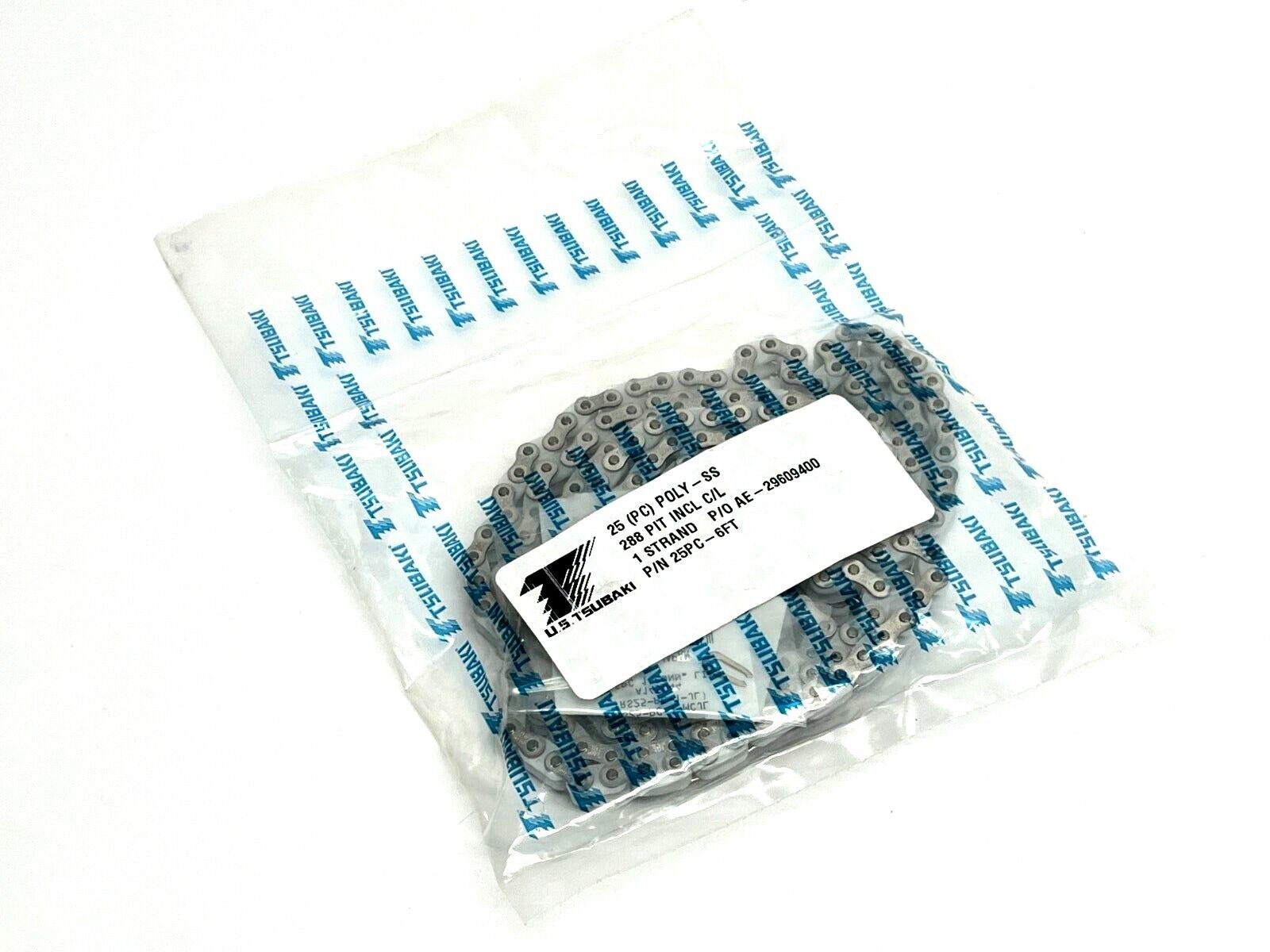 Tsubaki 25PC-6FT 25(PC) Poly-SS Chain 288 PIT INCL C/L - New - Maverick Industrial Sales