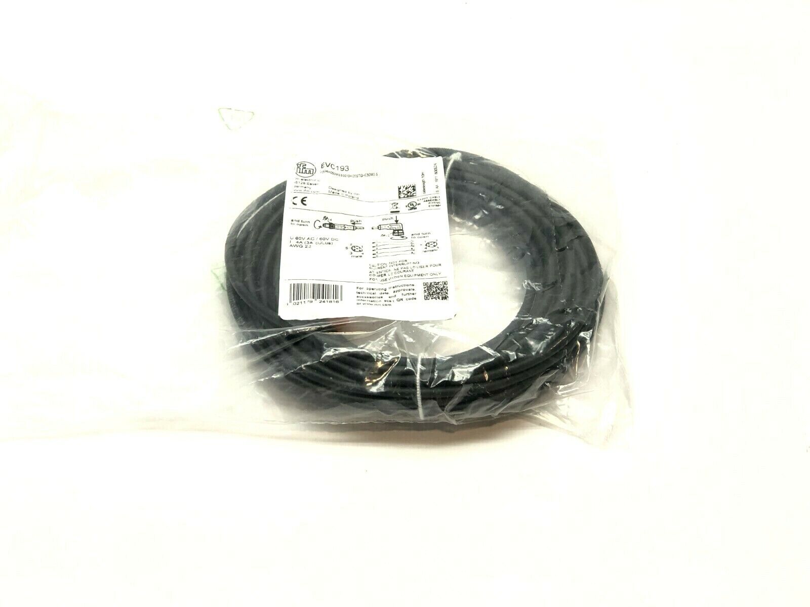 IFM EVC193 Connection Cable 10m Length M12 - New - Maverick Industrial Sales