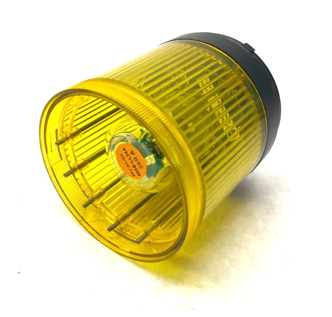 855T-B24DN8, 855E-LL24A | Allen Bradley 855T-B24DN8 Ser. B Steady Incandescent Stack Light Yellow 24V - Used - Maverick Industrial Sales