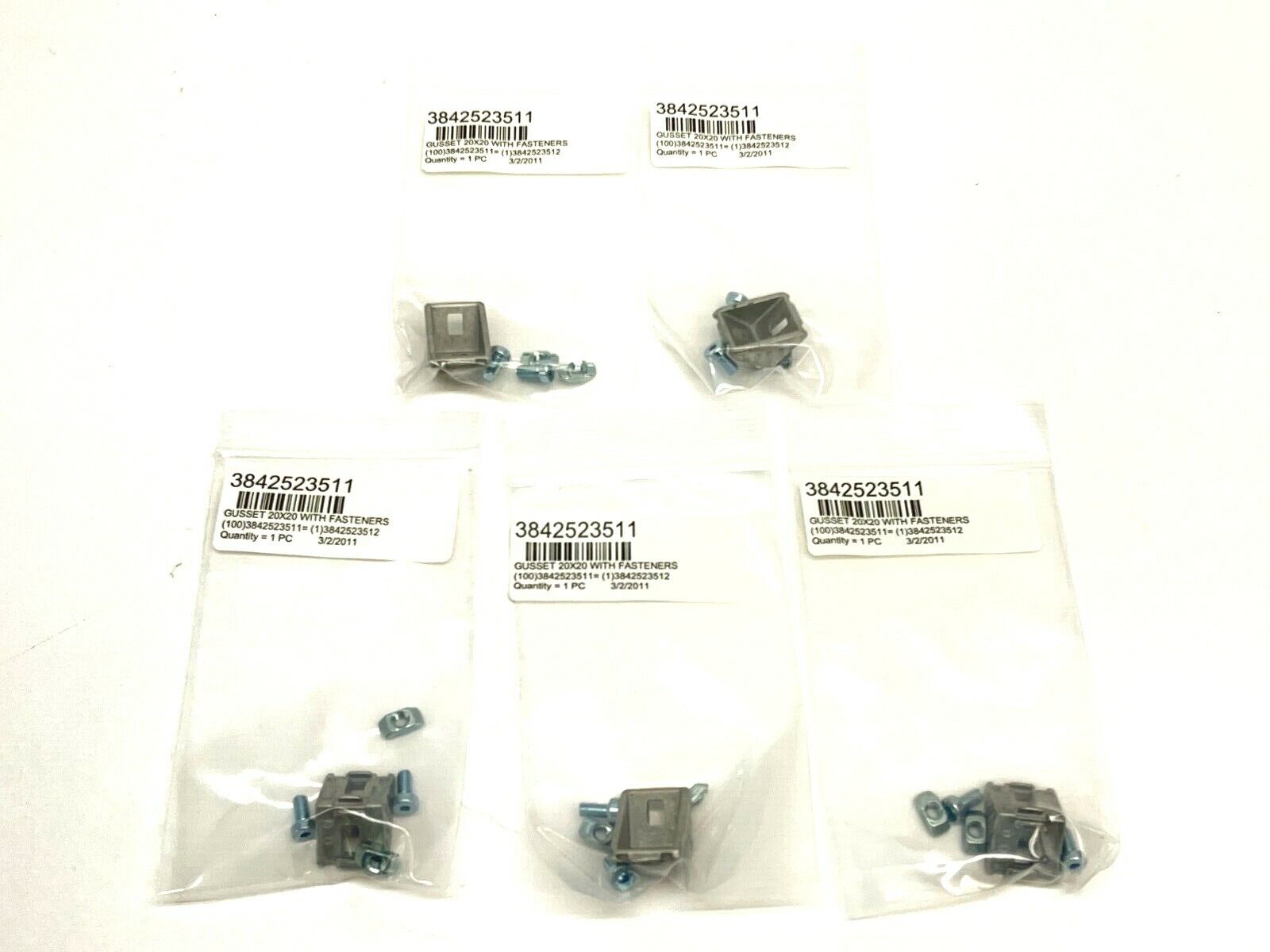 Bosch Rexroth 3842523511 Gussets 20x20 w/ Fasteners LOT OF 5 - Maverick Industrial Sales