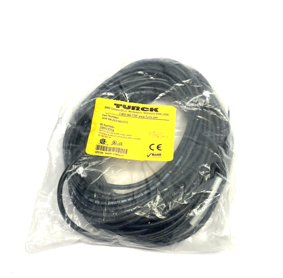 PKW 4M-20/S760/S771 | Turck picofast Single Ended Cordset, M8 Rt Angle, 100013258- New – Open box - Maverick Industrial Sales