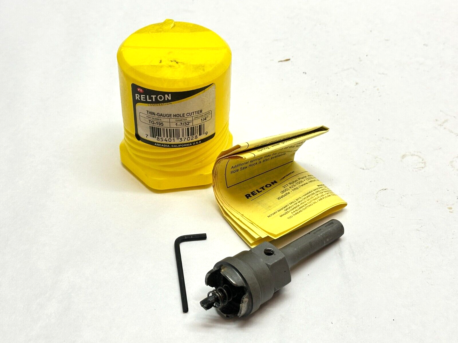 TG-195 | Relton Thin-Gauge Hole cutter 1-7/32" Drilling Depth 1/4" Complete Set - Used - Maverick Industrial Sales