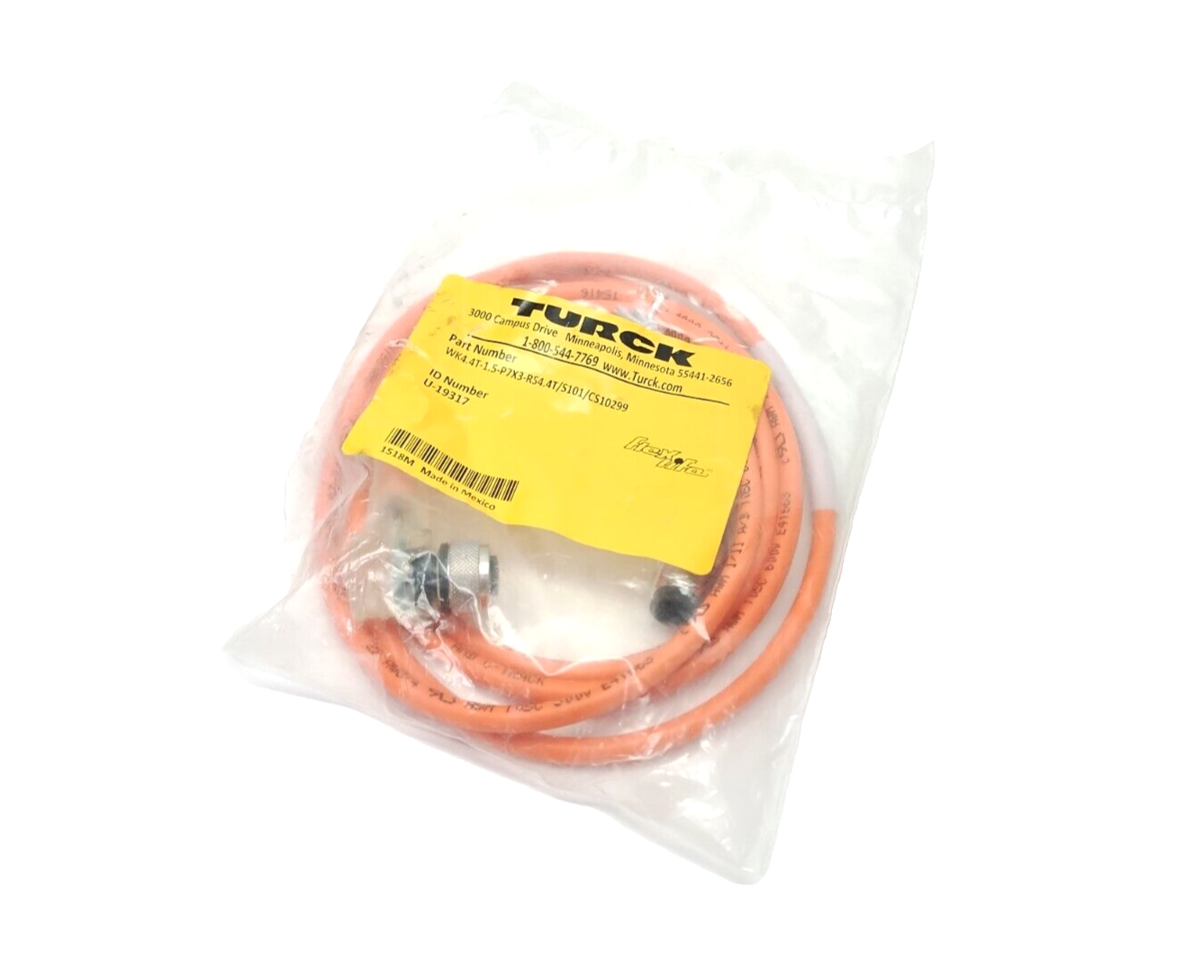Turck WK4.4T-1.5-P7X3-RS4.4T/S101/CS10299 Double Ended Cordset 1.5m LED U-19317 - Maverick Industrial Sales
