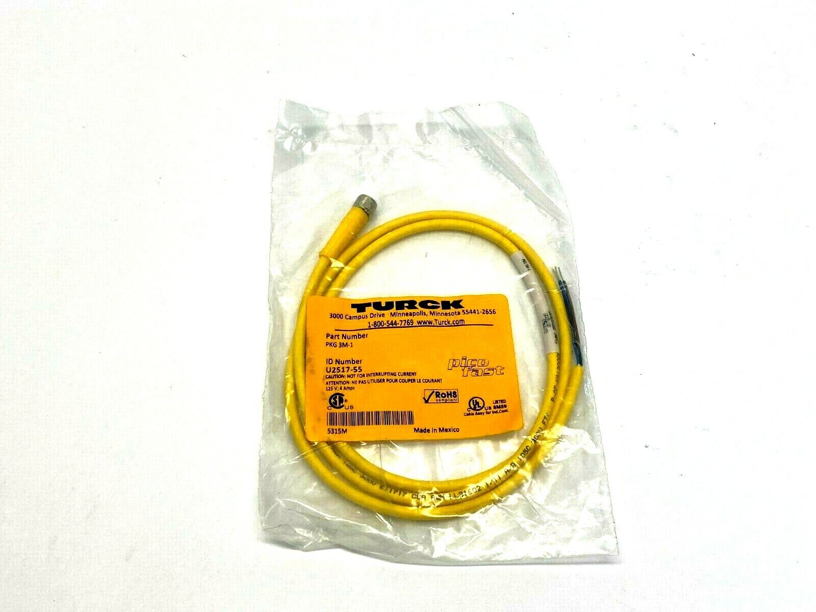 Turck PKG 3M-1 Picofast Single Ended Cordset U2517-55 - New - Maverick Industrial Sales