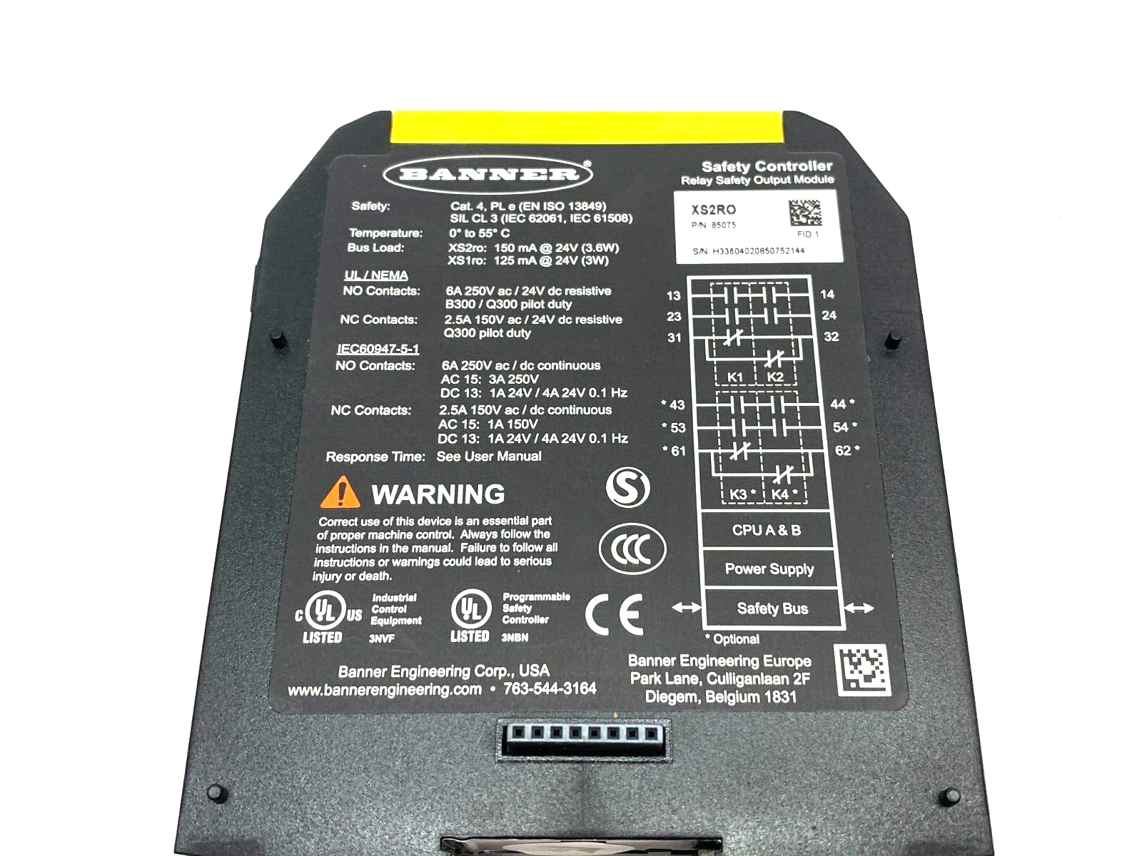 Banner XS2RO Expandable Safety Controller, Dual Relay Output Module, 85075 - Maverick Industrial Sales