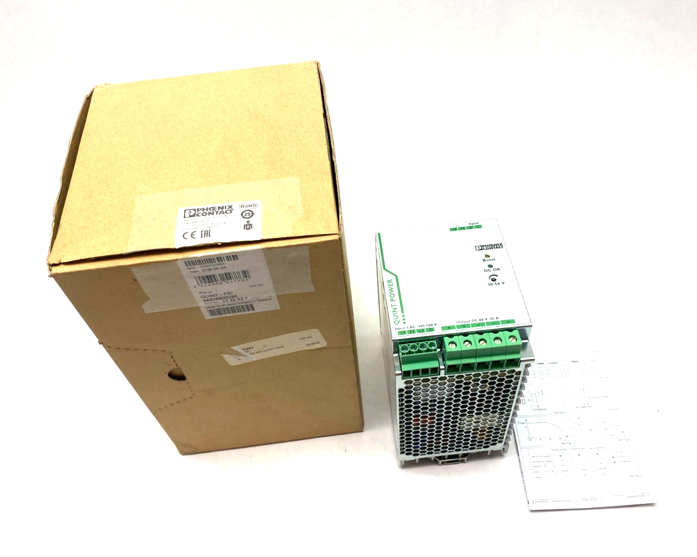2320827 | Phoenix Contact Primary-Switched Power Supply QUINT-PS/3AC/48DC/20 - New – Open box - Maverick Industrial Sales