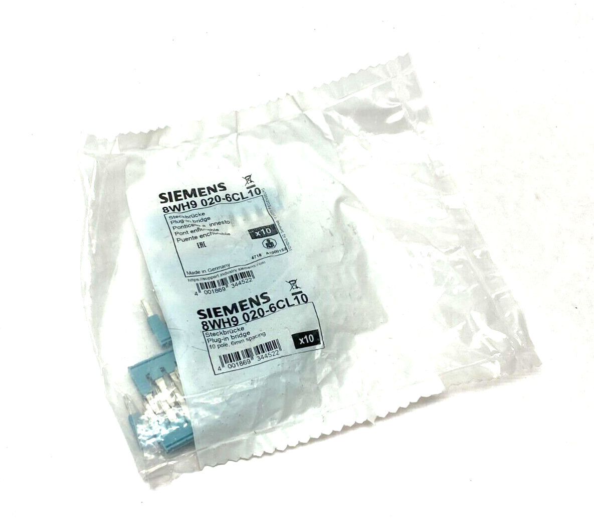 Siemens 8WH9020-6CL10 Plug-In Bridge Jumper Bar 10-Pole 6mm Space PKG OF 10 - Maverick Industrial Sales