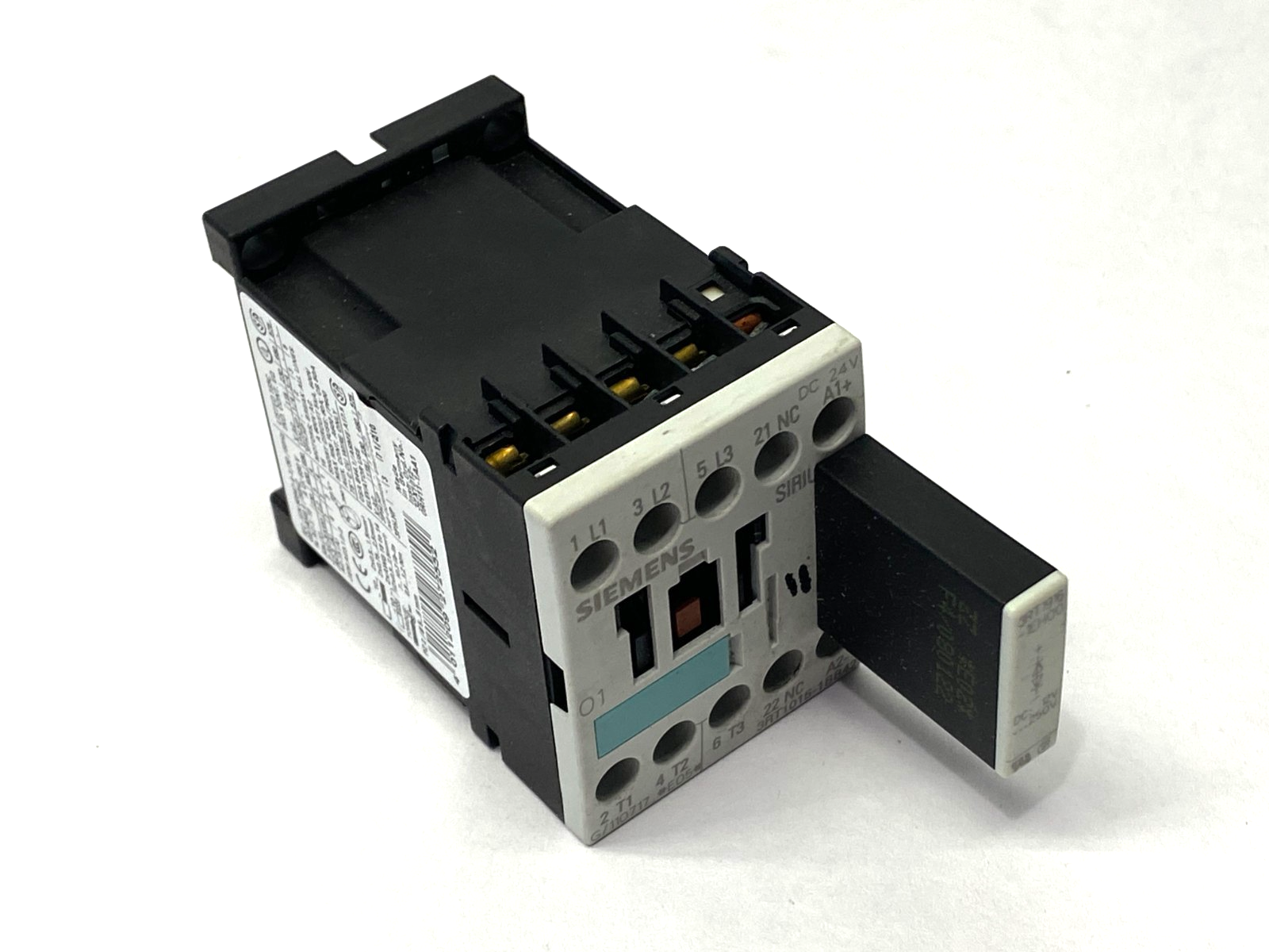 Siemens 3RT1015-1BB42 Power Contactor 3-P 7A w/ 3RT1916-1EH00 Surge Suppressor - Maverick Industrial Sales