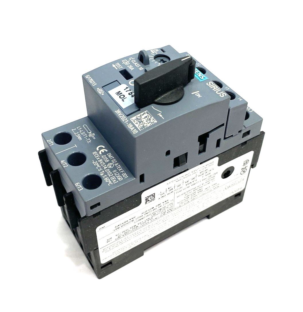 Siemens 3RV2021-1BA10 SIRIUS Motor Protection Circuit Breaker Size S00 - Maverick Industrial Sales