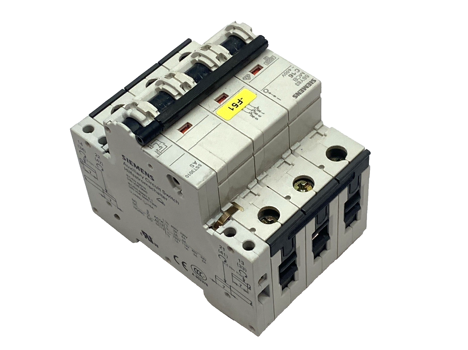 Siemens 5SY6310-7 Mini Circuit Breaker 3P C16 400V w/ 5ST3010 Auxiliary Switch - Maverick Industrial Sales