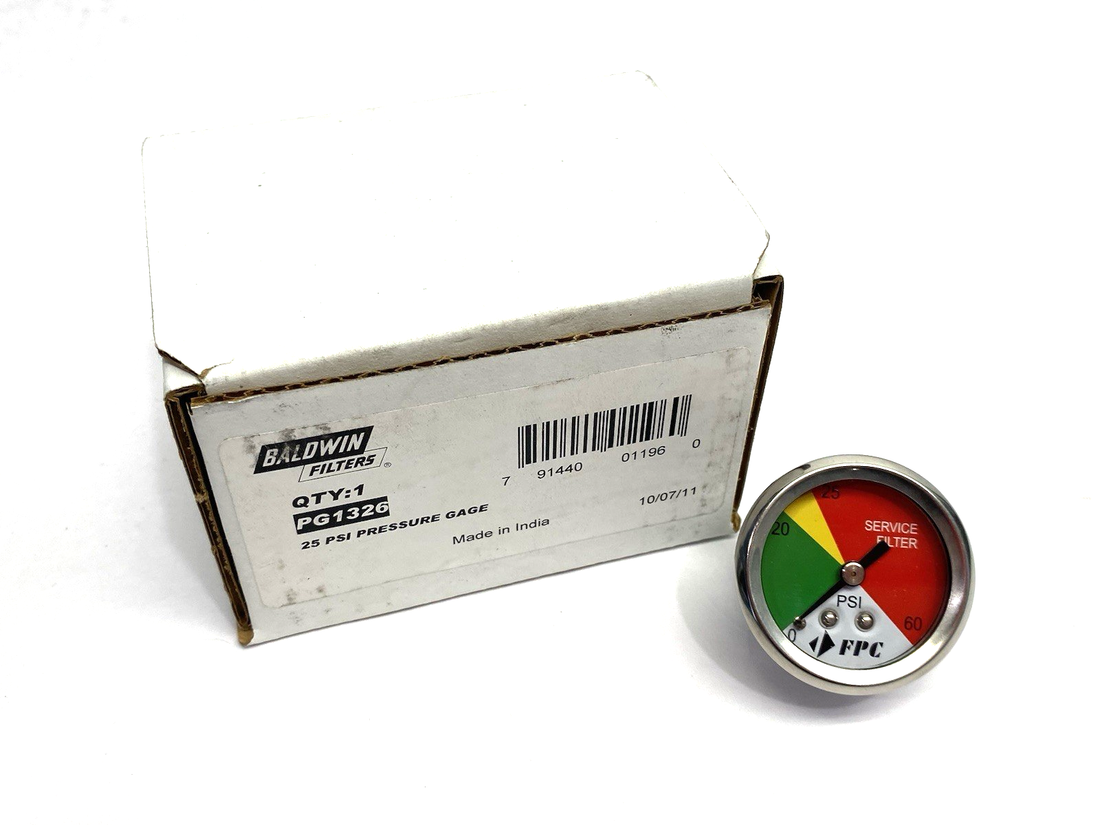PG1326 | Baldwin Filters Pressure Gauge, 0 To 60 Psi, 1-1/2" Dial, 1/8" NPT - New – Open box - Maverick Industrial Sales