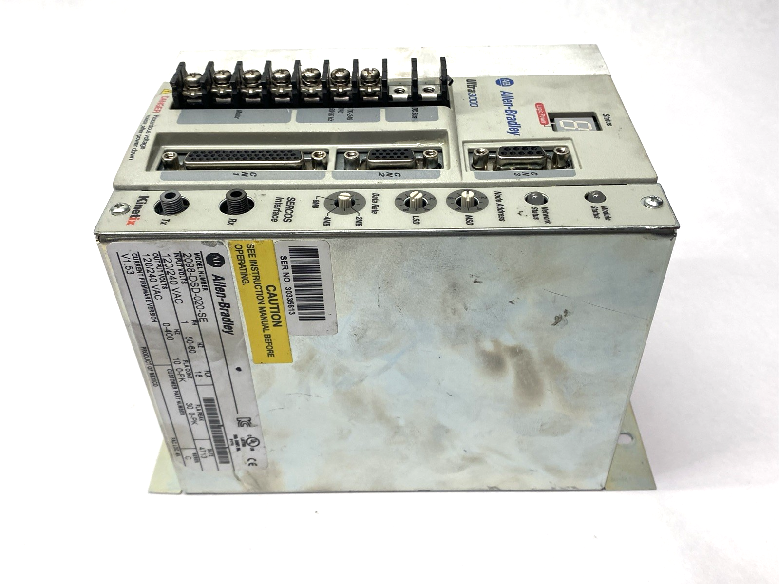 Allen Bradley 2098-DSD-20-SE Ser. C Ultra3000 Digital Servo Drive 240VAC 50/60Hz - For parts or not working - Maverick Industrial Sales