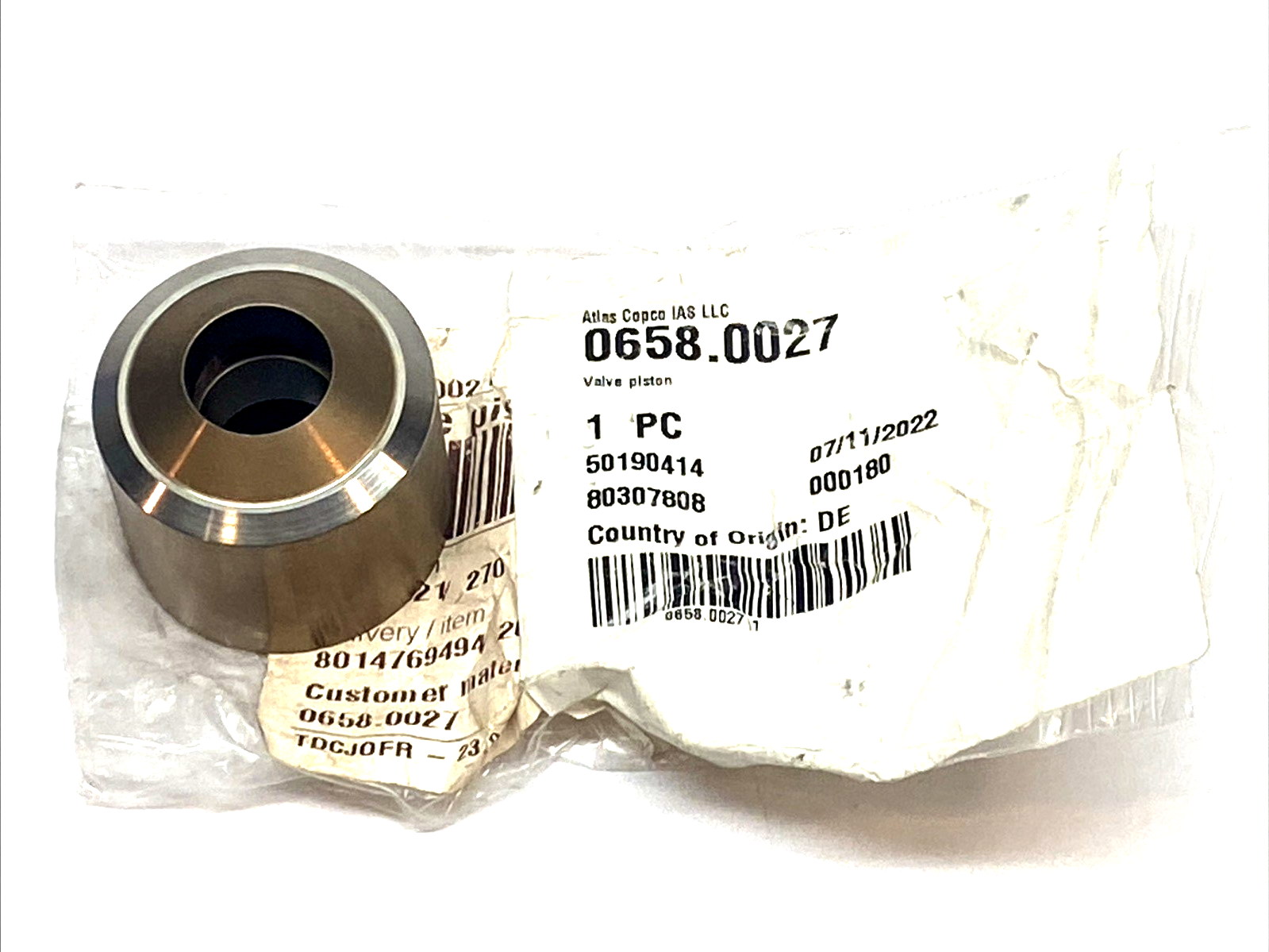 0658.0027 | Atlas Copco Valve Piston - New – Open box - Maverick Industrial Sales