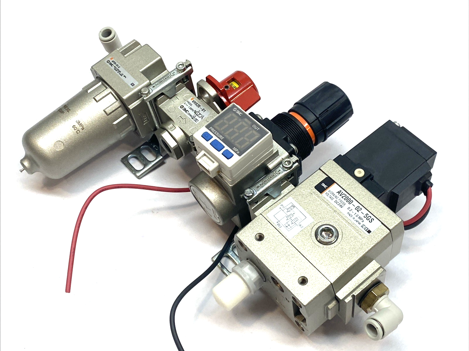 SMC AV2000-02-5GS Air Prep Assembly AF20 AR20 VHS20 Filter Regulator 24V - Maverick Industrial Sales