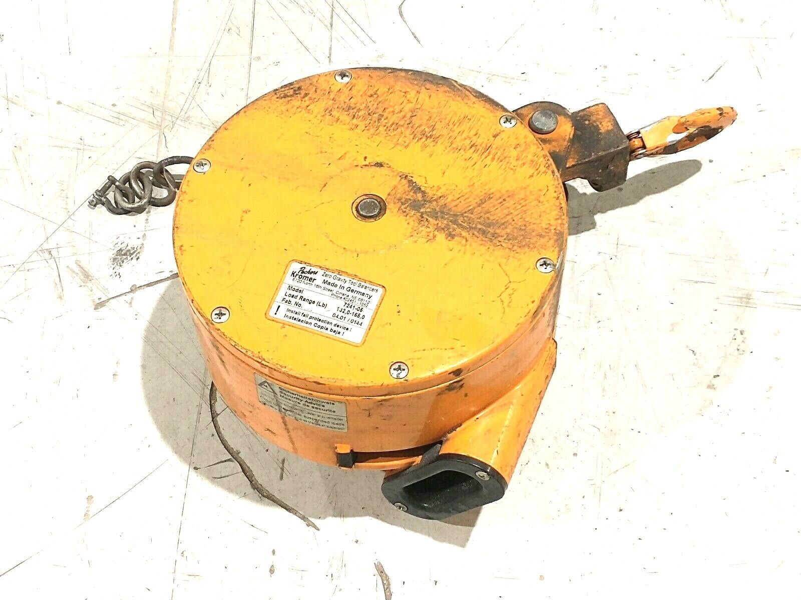 7241-05 | Packers Kromer Zero Gravity Tool Balancer 132-165Lbs NEEDS NEW CABLE - Used - Maverick Industrial Sales