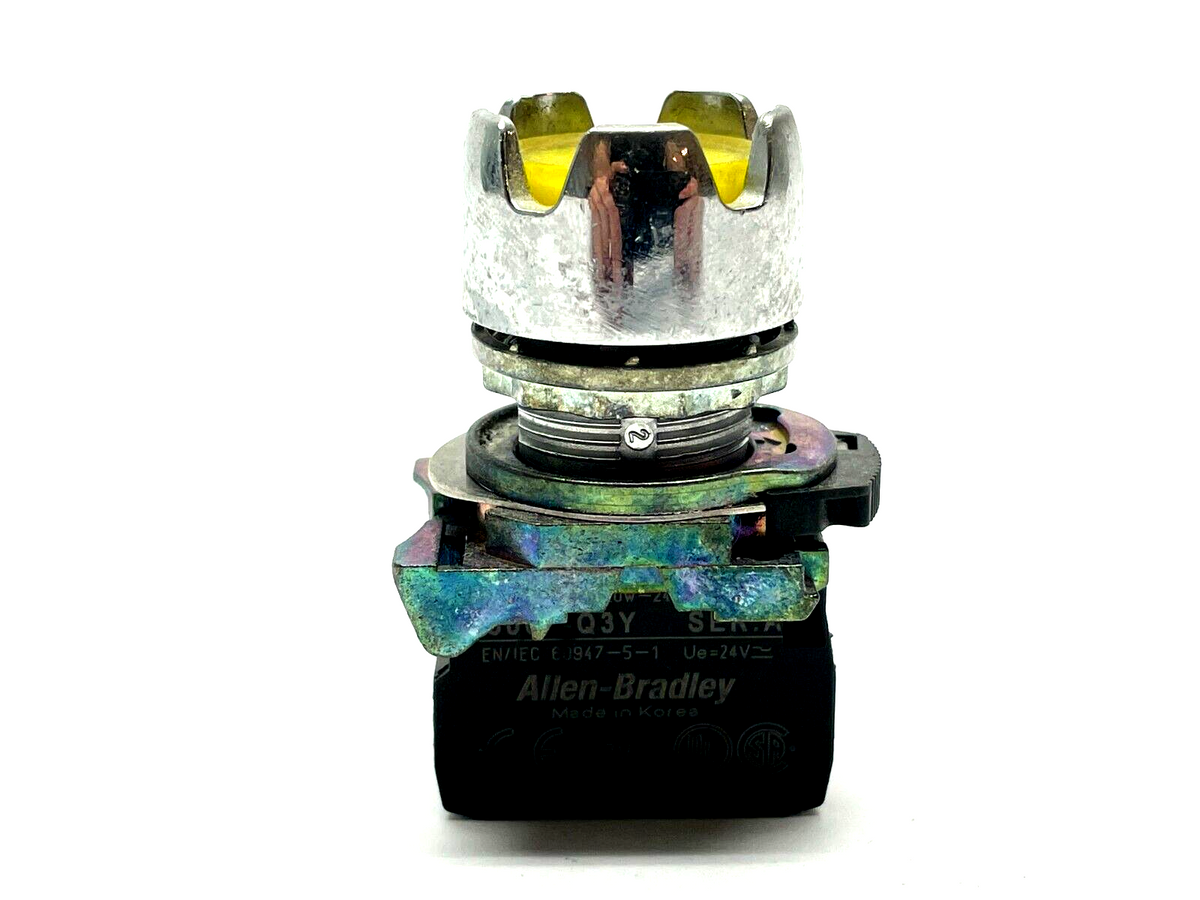 800FM-LG5 | Allen Bradley Guarded Pushbutton Yellow w/ 800F-Q3Y Lamp Module - Used - Maverick Industrial Sales