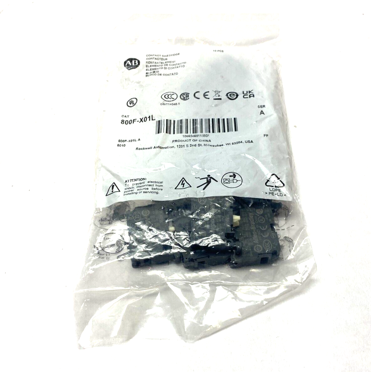 800F-X01L | Allen Bradley Ser. A Auxiliary Contact Block 22mm PKG OF 10 - New - Maverick Industrial Sales
