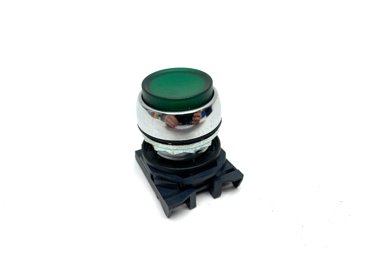 800FM-LE3 | Allen Bradley Extended Illuminated Pushbutton Green w/ Plastic Collar - Used - Maverick Industrial Sales