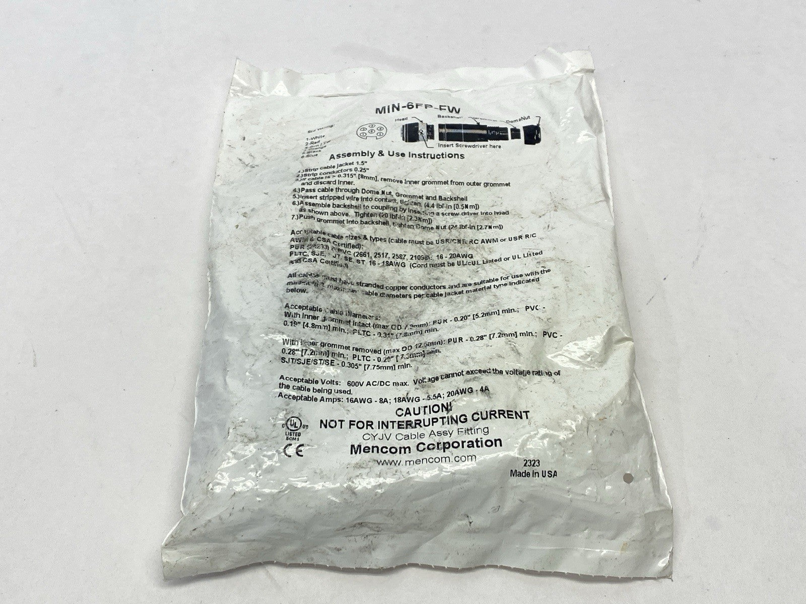 Mencom MIN-6FP-FW Field Wireable Connector MIN Size I 7/8" 6-Pole Female - Maverick Industrial Sales