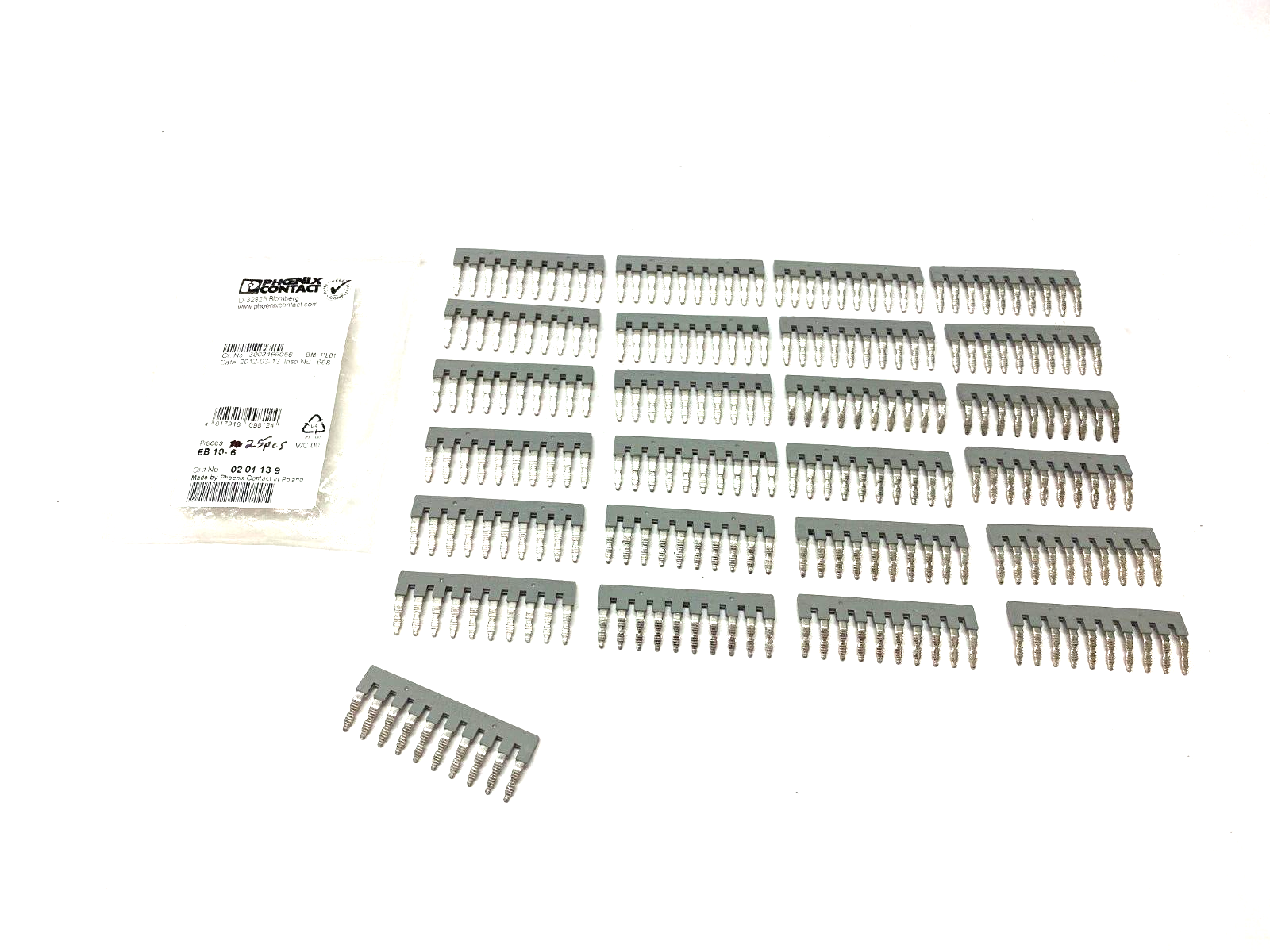 Phoenix Contact EB 10-8 Gray Insertion Jumper Bridge 0201139 PKG OF 25 - Maverick Industrial Sales