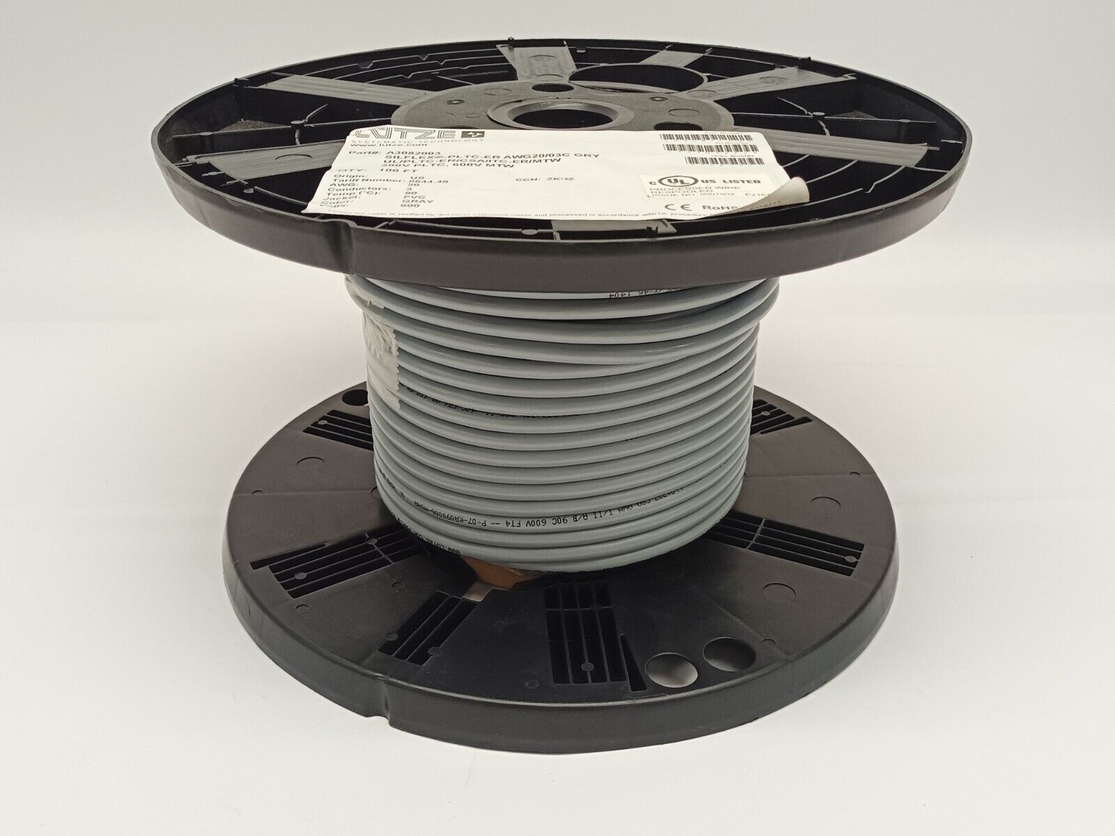 Lutze A3082003 Silflex Control Cable, 3 Conductors, 20 AWG, PVC, Gray 100 FT - Maverick Industrial Sales