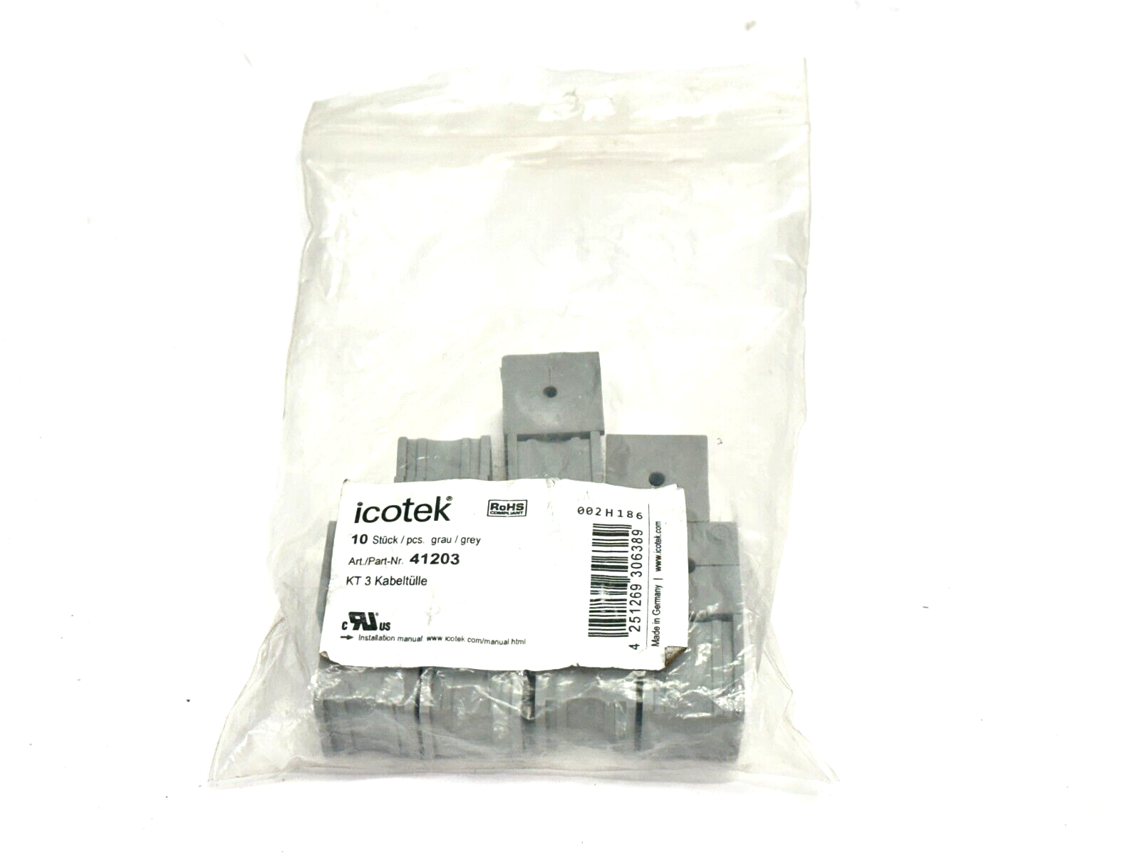 41203 | Icotek KT Cable Grommets Gray 1-35mm Diameter Cable LOT OF 12 - Open box - Maverick Industrial Sales