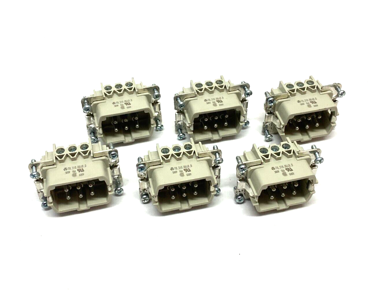 Wieland 70.310.0640.0 Heavy Duty Hood Insert 6+PE Contacts 500V 16A LOT OF 6 - Maverick Industrial Sales