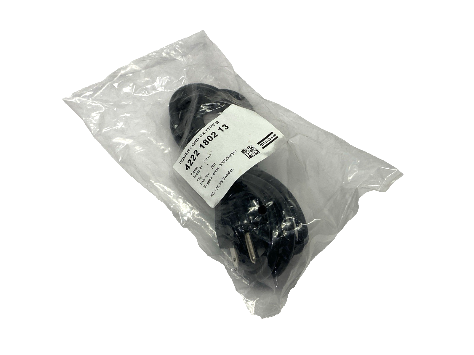 4222 1802 13 | Atlas Copco Power Cord US-Type B - New - Maverick Industrial Sales