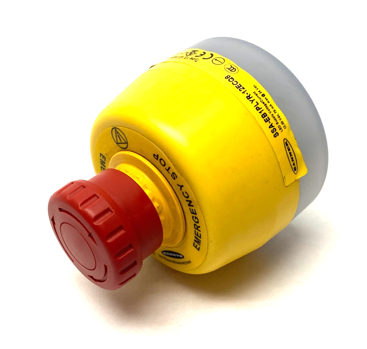 Banner SSA-EB1PLYR-12ECQ8 Illuminated Emergency Stop Pushbutton 30mm Mount 25304 - Maverick Industrial Sales