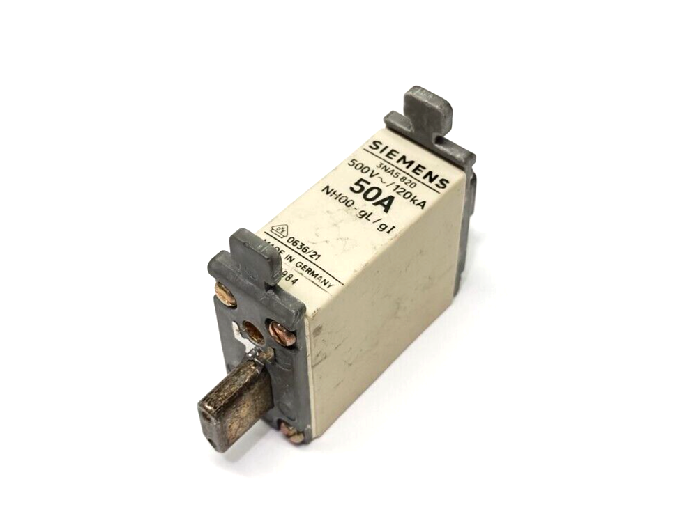 Siemens 3NA5820 Blade Fuse Link 50A 500V 120kA NH00 3NA5 820 - Maverick Industrial Sales