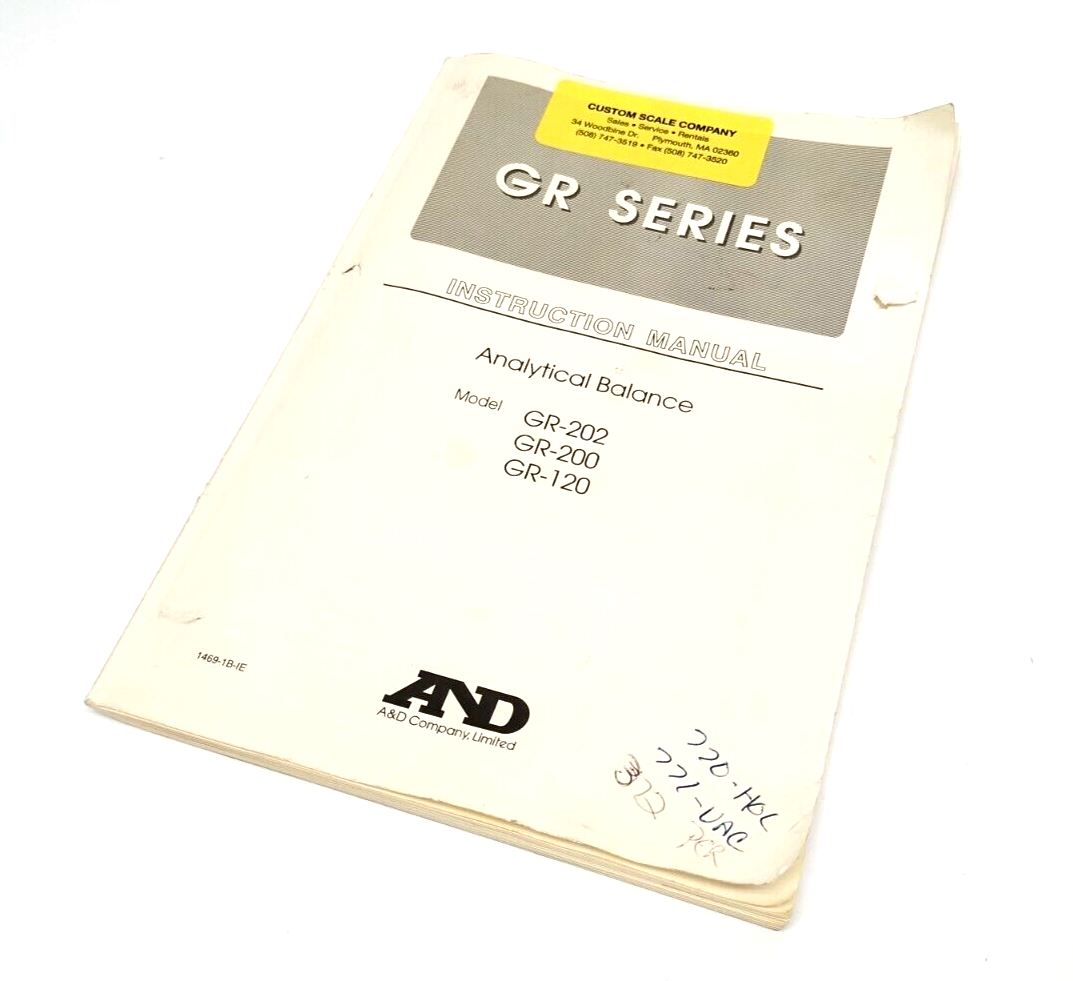 A&D Company 1469-1B-IE GR Series Analytical Balance Manual, GR-202 GR-200 GR-120 - Maverick Industrial Sales