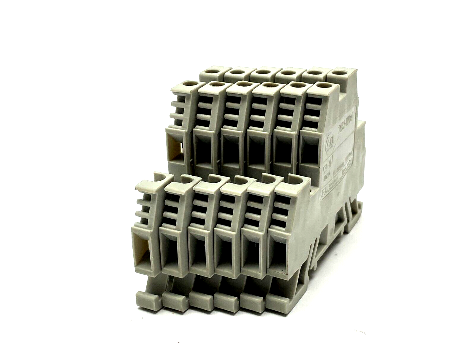 Allen Bradley 1492-WD4 Double Deck Terminal Blocks Gray 20A 300VAC/DC LOT OF 6 - Used - Maverick Industrial Sales