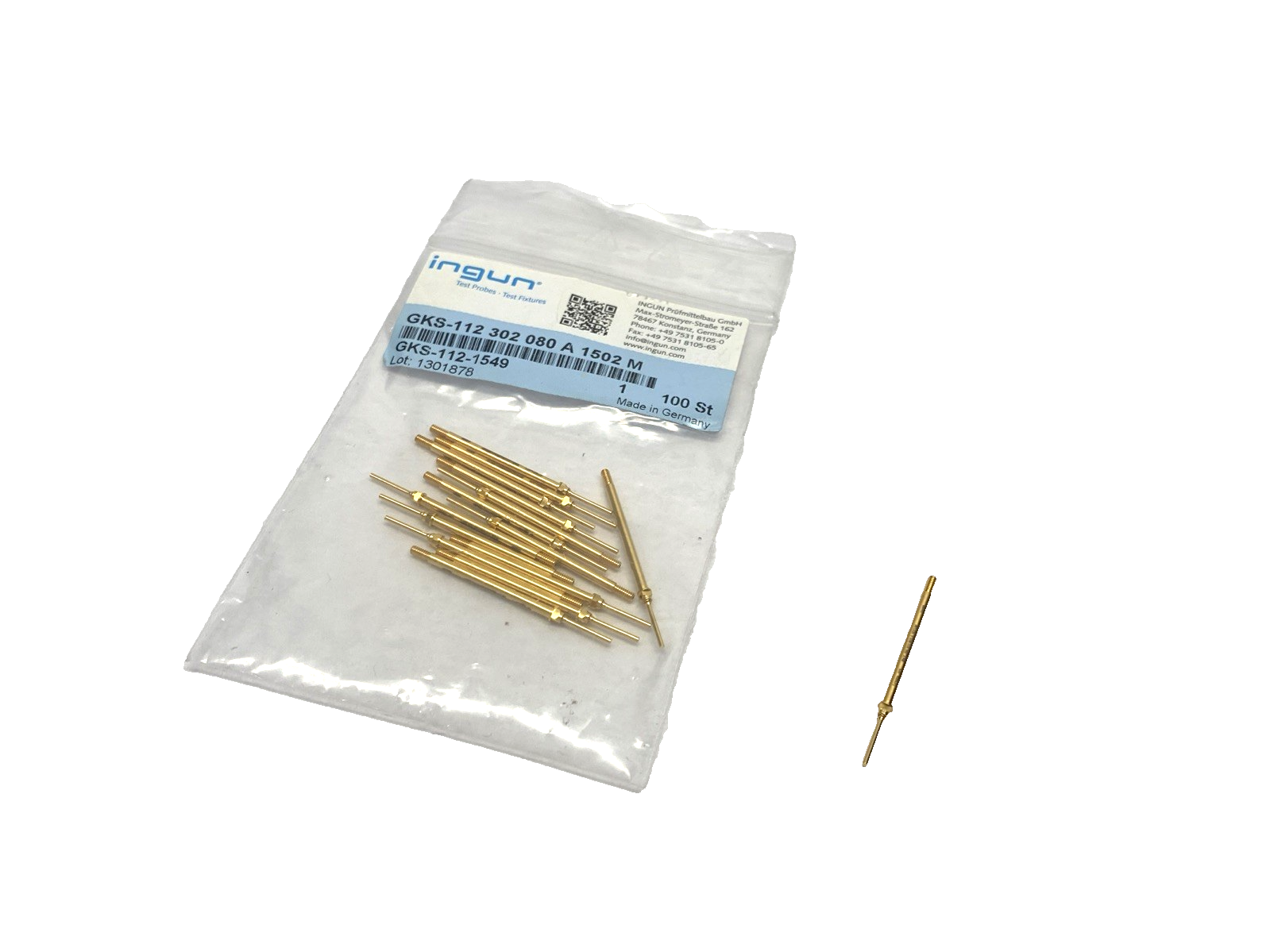Ingun GKS-112 302 080 A 1502 M Spring-Loaded Test Probe 112-1549 LOT OF 15 - Maverick Industrial Sales