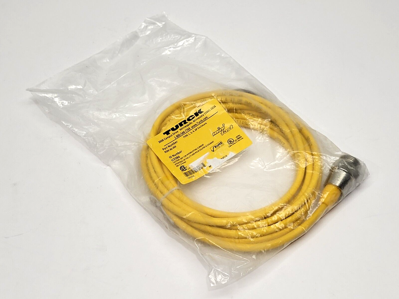 Turck RSM 40-4M Actuator and Sensor Minifast Male Single-Ended Cordset U2086 - Maverick Industrial Sales