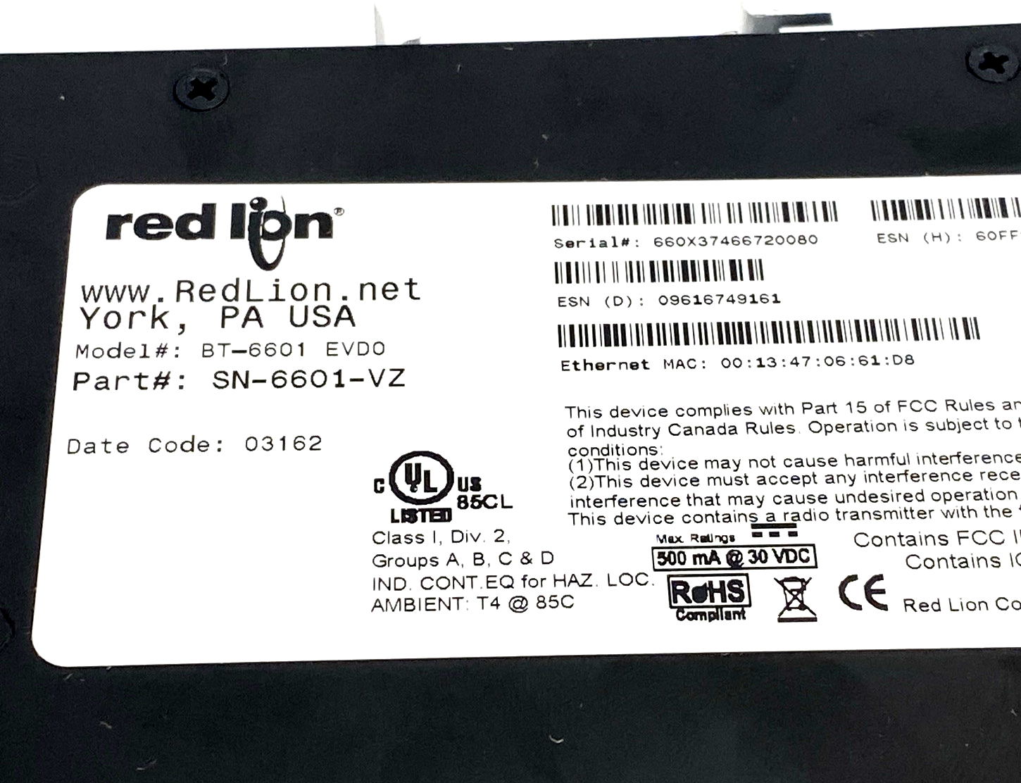 Red Lion SN-6601-VZ Sixnet IndustrialPro Cellular Verizon Router BT-6601 EVDO - New – Open box - Maverick Industrial Sales