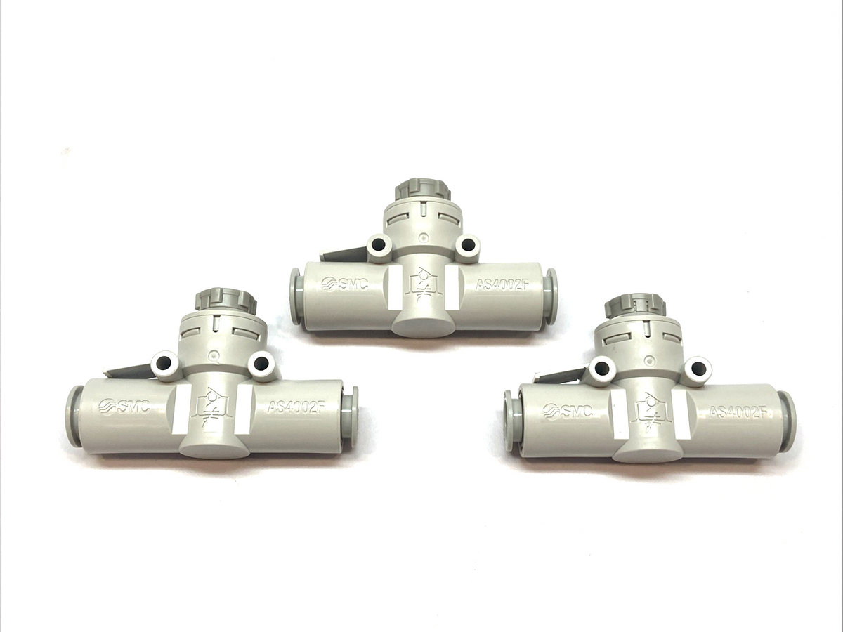 AS4002F-12A | SMC In-Line Flow Control Speed Adjustment Valve Fitting LOT OF 3 - New – Open box - Maverick Industrial Sales