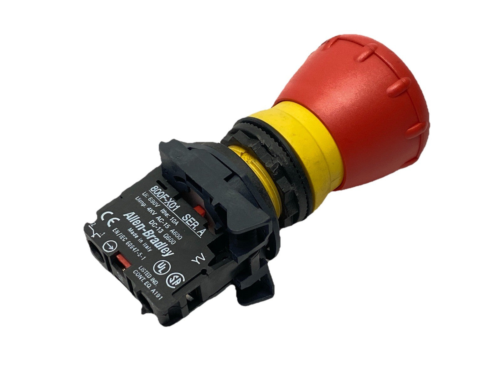 Allen-Bradley 800FP-MT44 E-Stop 22mm Twist-to-Release w/ 800F-X01 Contact Block - Maverick Industrial Sales