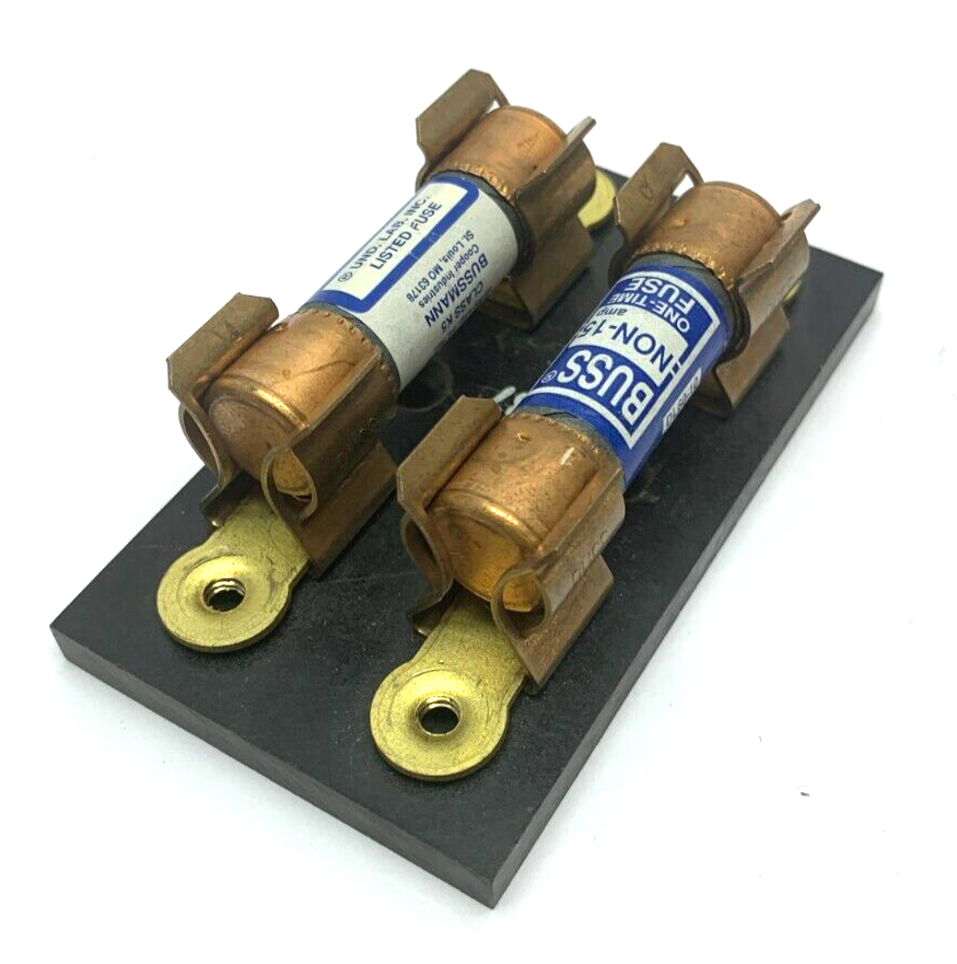 4287 | Bussman Fuseblock 2-Pole w/ Bussmann DL60-10 NON-15 One Time Fuses - Used - Maverick Industrial Sales