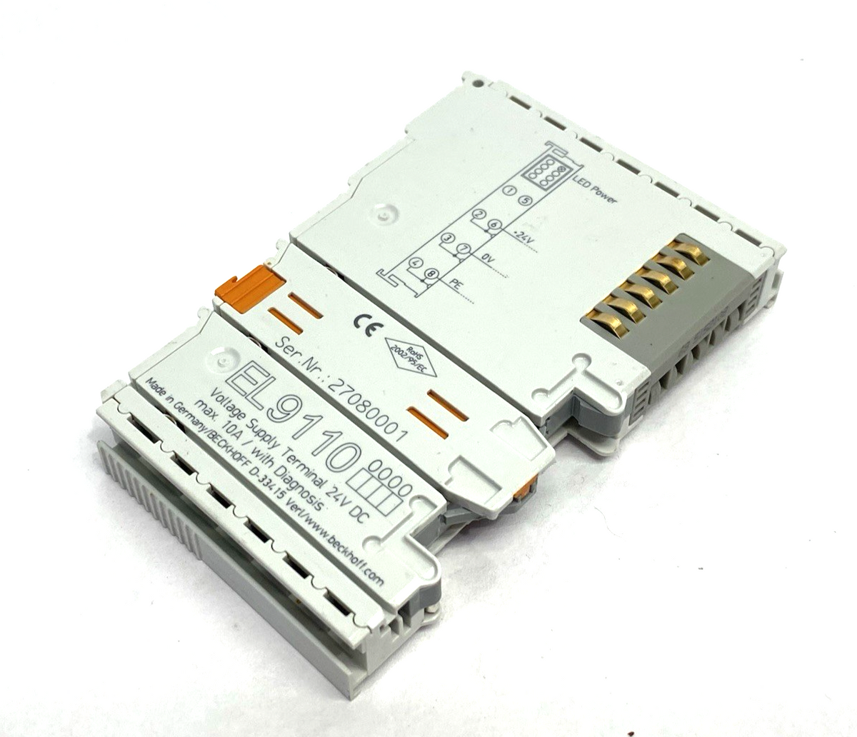 Beckhoff EL9110 EtherCAT Terminal, Potential Supply, 24 V DC, 10 A, with Diag. - Maverick Industrial Sales