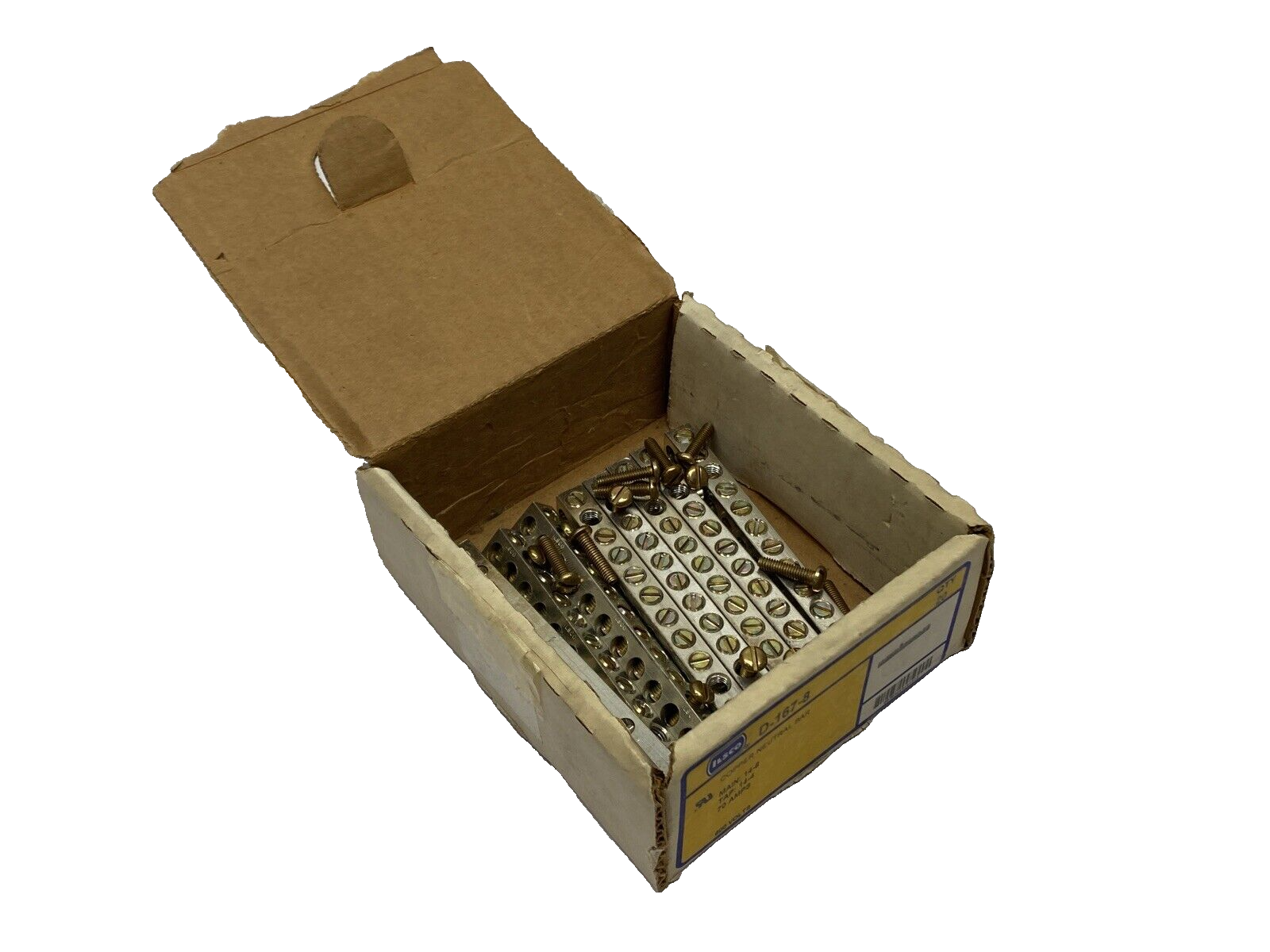 D-167-8 | Ilsco Copper Neutral Bar 70A 600V LOT OF 8 - New – Open box - Maverick Industrial Sales