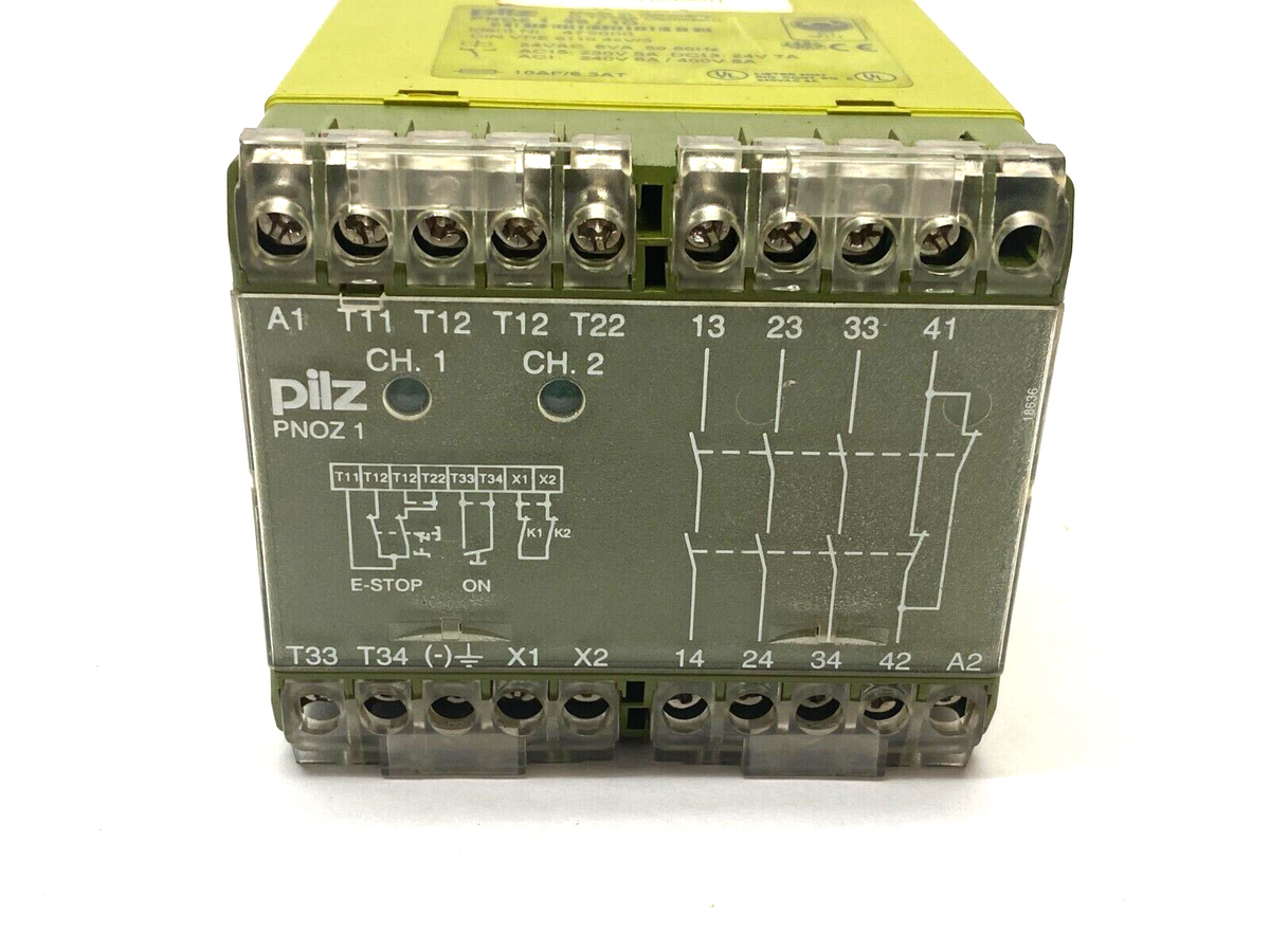 PNOZ 1 3S / 1Ö, 475600 | Pilz PNOZ 1 3S / 1Ö Safety Relay 24VAC 6VA 50-60Hz 475600 - Used - Maverick Industrial Sales