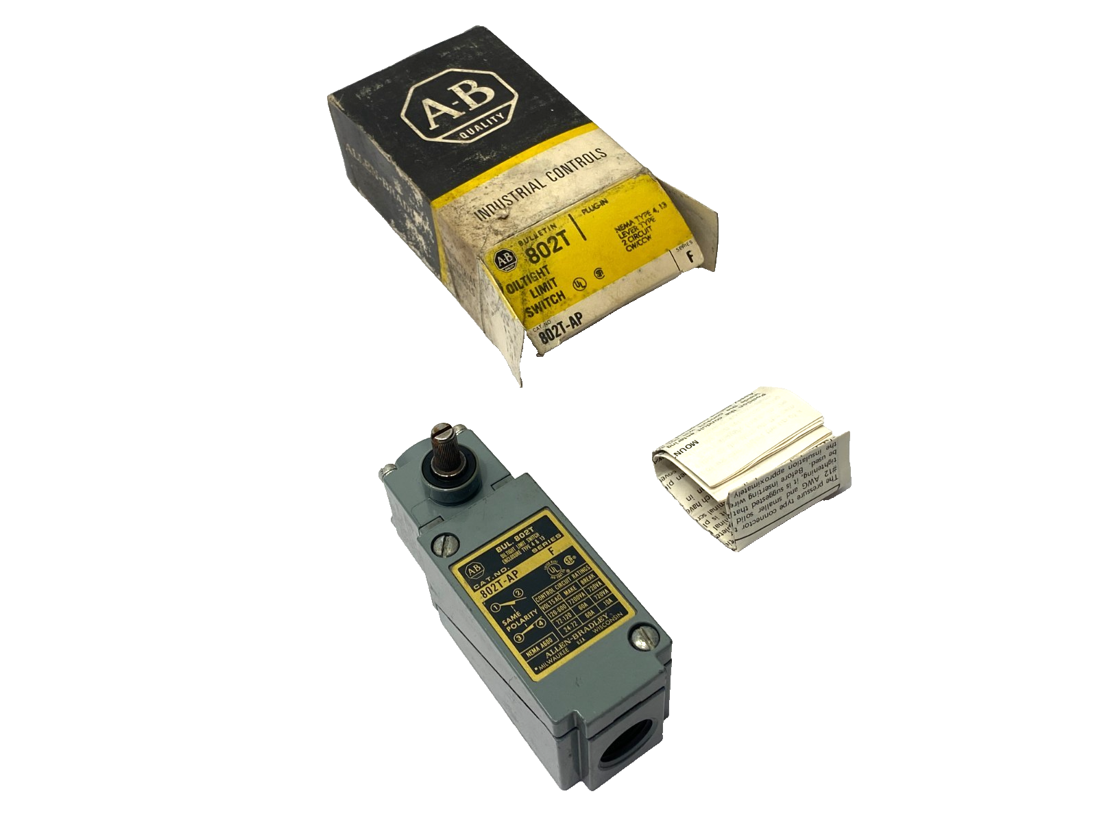 802T-AP | Allen Bradley Ser. F Oiltight Limit Switch NEMA Type 4 & 13, 2-Circuit- New – Open box - Maverick Industrial Sales