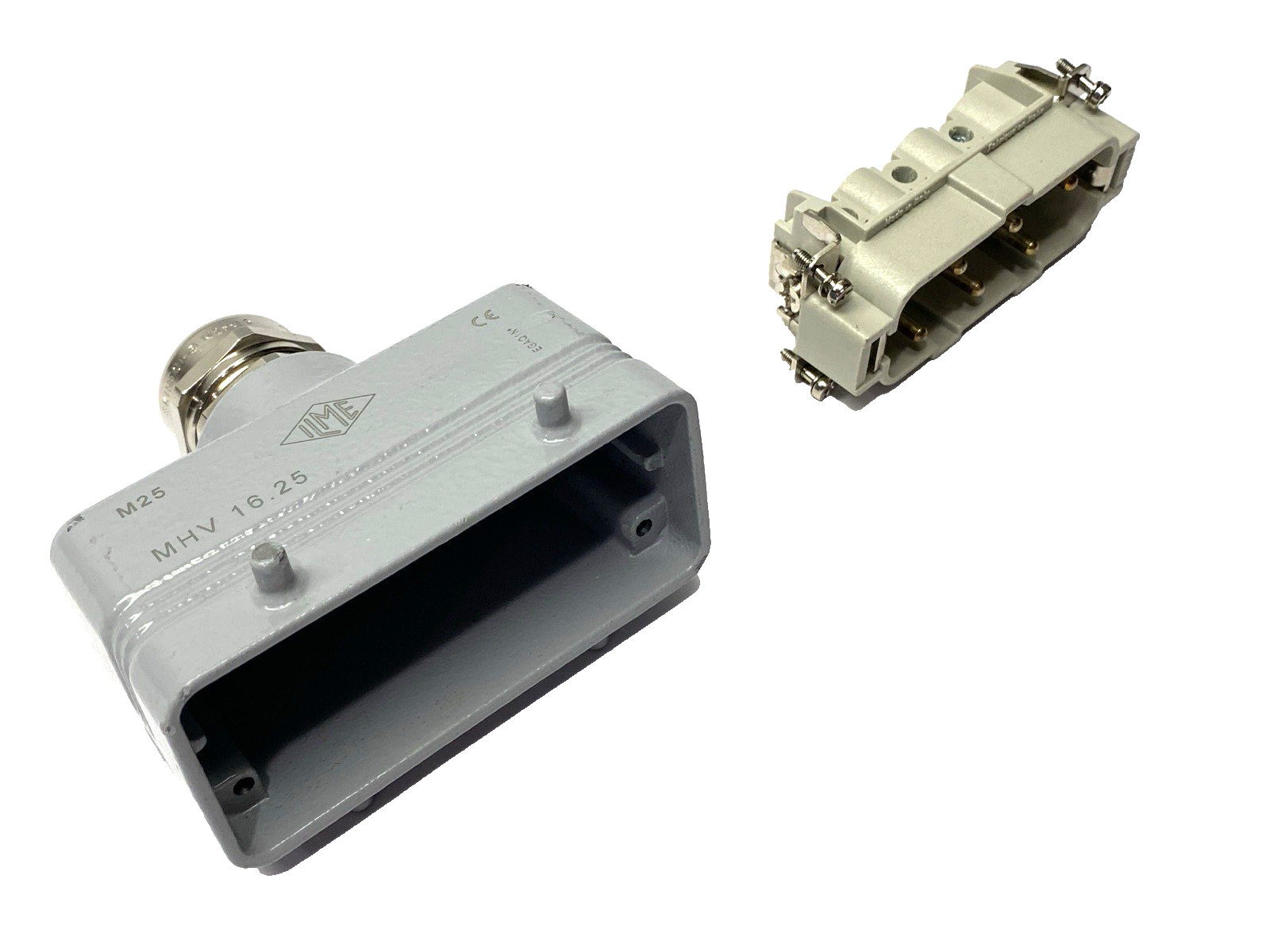 ILME CPM-06 Male Rectangular Insert 6-Pin w/ MHV-16.25 Connector Hood M25 Entry - Maverick Industrial Sales