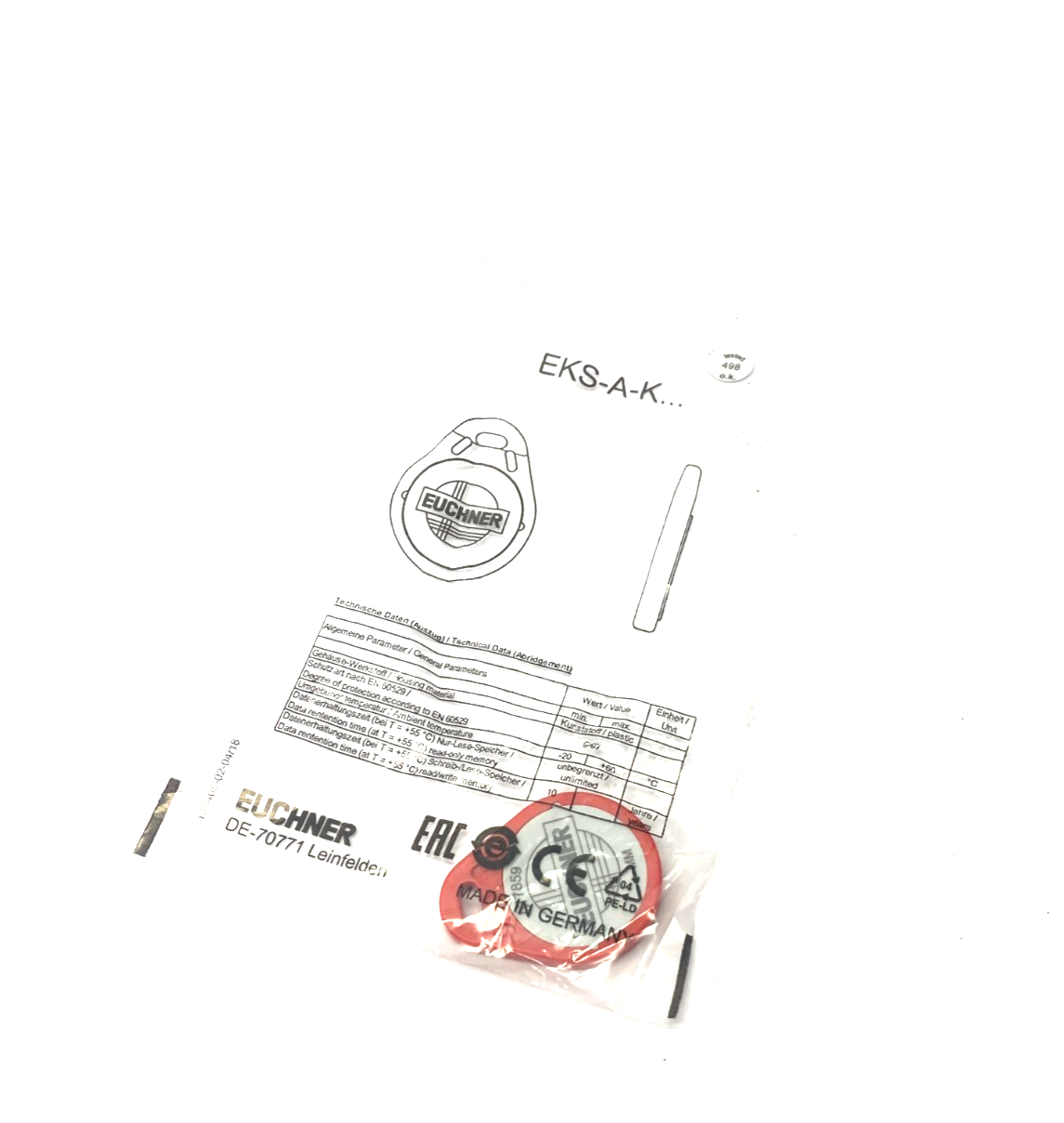 Euchner EKS-A-K1RDWT32-EU Electronic Key Read/Write 077859 - New - Maverick Industrial Sales