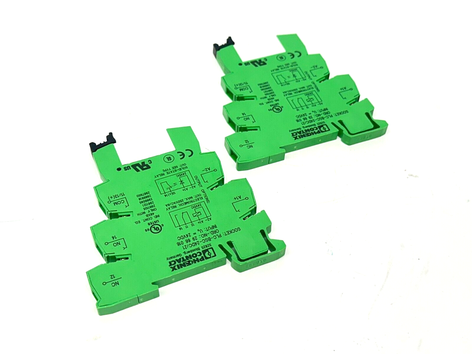 Phoenix Contact PLC-BSC-24DC/21 Relay Base 2966016 w/ 2961105 Relays LOT OF 2 - Used - Maverick Industrial Sales