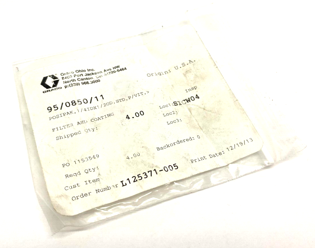 Graco 95/0850/11 Posipak Seal 1/4ID x 1/2OD STD P/VIT PKG OF 2 - Maverick Industrial Sales